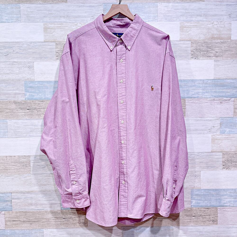 Ralph Lauren Oxford Button Down Shirt Red Long Sleeve Cotton Mens 3XB 3X Big